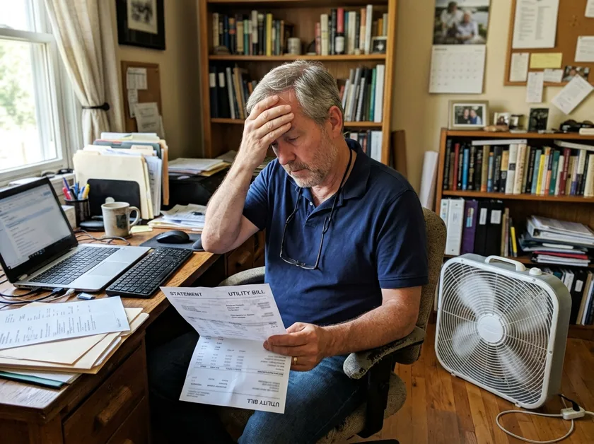 Homeowner looking at a high electric bill